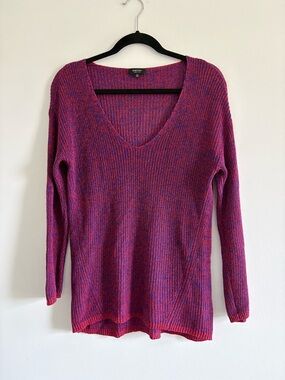 Aritzia Babaton linen & silk blend Jarrod marbled sweater red and blue sz XXS